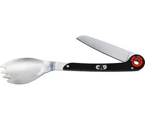 C.A.O. - - Set Couvert Randonnee en INOX/Poignée en Aluminium - Couleur Noir - Longueur 21 cm (Ouvert) 15 cm (fermé) 6 cm (Lame)