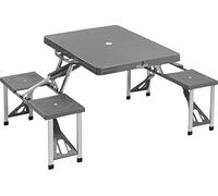 C.A.O. - Table Valise Pique-Nique en Structure Aluminium anodisé - Couleur Gris - Longueur 85 cm - Largeur 65 cm - Hauteur 67 cm