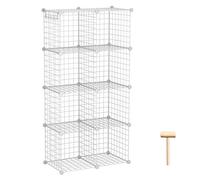 C&AHOME Cube de Rangement en Fil métallique, Organiseur à 8 Cubes, grilles en C en métal, bacs de Rangement, étagères modulaires, Placard de Bricolage, Le Bureau, 24,8" L x 12,4" l x 48,4" H, Blanc