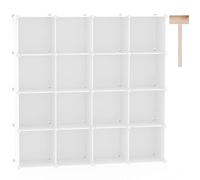 C&AHOME Organisateur de Rangement cubique, 16 étagères cubiques, Armoire de Placard, étagère à Livres modulaire en Plastique, Salon, Bureau, 48,4" L x 12,4" l x 48,4" H Milky UPCS16M
