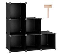 C&AHOME Organisateur de Rangement cubique, 6 étagères cubiques, Armoire de Placard, étagère à Livres modulaire en Plastique, Salon, Bureau, 36,6 "L x 12,4" l x 36,6 "H Noir SHS3506A