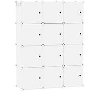 C&AHOME Organisateur de Rangement cubique avec Portes, 12 étagères cubiques, Armoire de Placard, bibliothèque modulaire en Plastique, Salon, 36,6" L x 12,4" l x 48,4" H Milky USHS3012M-DOOR