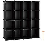 C&AHOME Organiseur de Rangement cubique, 16 étagères Cubes pour Placard, bibliothèque modulaire en Plastique, bibliothèque, Cubes de Rangement, Salon, 48,4" L × 12,4" l × 48,4" H Noir SUM3016H