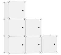 C&AHOME Organiseur de Rangement cubique avec Portes, 6 étagères cubiques, Armoire de Placard, bibliothèque modulaire en Plastique, Salon, 36,6" L x 12,4" l x 36,6" H Milky USHS3006M-DOOR