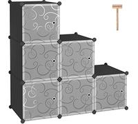 C&AHOME Organiseur de Rangement cubique avec Portes, 6 étagères cubiques, Armoire de Placard, bibliothèque modulaire en Plastique, Salon, 36,6" L x 12,4" l x 36,6" H, Noir SHS3006B-DOOR