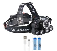 C Avec Batterie - Lampe Frontale T6 Étanche, Lumière Noire Uv, 2 Piles 18650, En Plastique, Multifonction, Pour Camping, Randonnée, Chasse