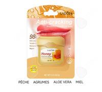 C Baume à lèvres lot de 4 différents parfums pêche fraise aloe vera miel baume à lèvres hydrate et répare les lèvres en profondeur