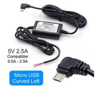 C¿Ble D'alimentation De Charge Prada Cam Camera Dvr Pour Voiture,12-24v ¿ 5v,2,5 A Avec Protection Basse Tension,C¿Ble Usb Mini Micro Type-C,3.1 M¿Tres - Type Micro Curved Left