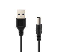 C?ble d'alimentation USB 5,5 mm/2,1 mm 5 V CC avec prise jack cylindrique (noir, 75 cm)