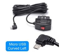 C¿Ble De Recharge De Voiture 24h,Port Usb Mini Mico 5v 3a,Cordon Obd Hardwire,3.5 M¿Tres Avec Interrupteur,Pour Cam¿Ra De Tableau De Bord,Cam¿Scope De V¿Hicule Dvr - Type Micro Curved Left