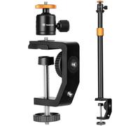 C Clamp Stand Camera Desk Mount with Standard 1/4 Screw,Ball Head and 33-60cm Adjustable Extension Rod for Vlogging Live Stream Photo Studio Light Photography Filming