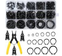 C-clips Kit, 456 Pièces Anneaux de Retenue C-clip, M3 à M25 E-Clip Assortiment de Pinces à Circlips 4 en 1 pour Fixation, Roulements, Engrenages, Poulies