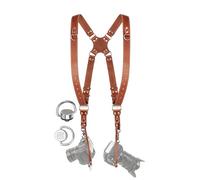 C Coiro Harnais Appareil Photo Professionnel Accessoires Appareil Photo, Bandoulière Double En Cuir Pour Appareil Photo, Bandoulière en cuir Appareil Photo Reflex, Couleur Tan