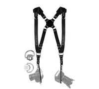 C Coiro Harnais Appareil Photo Professionnel Accessoires Appareil Photo, Bandoulière Double En Cuir Pour Appareil Photo, Bandoulière en cuir Appareil Photo Reflex Standard, Couleur Noir