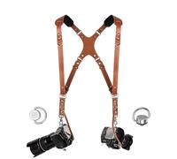 Harnais pour 2 appareils photo - Sangle fine double épaule en cuir pour appareil photo - Sangles pour photographes - Attache de sécurité, peau, réglable