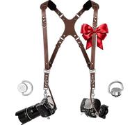 C Coiro Sangle pour appareil photo avec double sangle en cuir et bandoulière réglable pour appareil photo, marron, taille unique