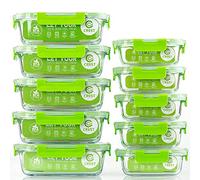 C CREST Lot de 10 Récipient en Verre - 1040 ML + 370 ML Boîtes Alimentaires - Contenants de Stockage de Repas en Verre, sans BPA
