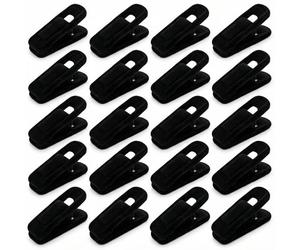 C CRYSTAL LEMON Lot de 20 Clips Antidérapants en Velours pour Cintres, Pinces pour Pantalons, Jupes, Robes et Vêtements, Accessoires de Rangement pour Dressing, Noir