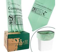 C CRYSTAL LEMON - Lot de 50 sacs poubelle compostables 22L - Sacs biodégradables pour déchets alimentaires - Sacs cuisine résistants et écologiques pour compostage quotidien