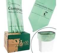 C CRYSTAL LEMON Lot de 50 sacs poubelle compostables 22L - sacs robustes et résistants pour déchets de cuisine, écologiques et pratiques, parfaits pour un usage quotidien.