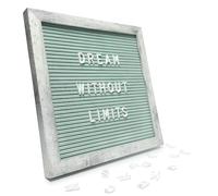 C CRYSTAL LEMON Tableau à lettres rustique en feutre turquoise 25,4 x 25,4 cm, 336 lettres, chiffres et symboles, tableau à message en bois interchangeable avec support mural et support de