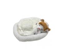 (C)Cute Simulation Sleeping Cat/Dog Plush Doll with Nest Breathing Fluffy Cat/Dog