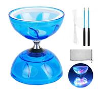 C Diabolo 3 roulements lumineux canne de livraison avec ligne de 10 m avec sac en filet anti-chute Bleu Grand Diabolo en plastique