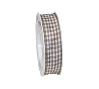 C.E. Pattberg Präsent Vichy Ruban métallique Taupe/Blanc 25 mm x 20 m