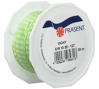 PRÄSENT C.E. Pattberg Prasent Ruban de Taffetas à Carreaux Vichy Vert Citron/Blanc 10 mm - 20 m