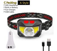 C Emballage - Un Style - Avoir Une Boîte - Lampe Frontale À Led Avec Batterie Intégrée, Rechargeable Par Usb, Lumière Rouge, Idéal Pour La Pêche, Le Camping Ou La Tente, 2 Modèles