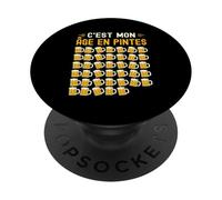 C’est Mon Âge en Pintes 40 Ans Humour Anniversaire Bière PopSockets PopGrip Adhésif