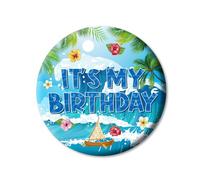 C’est Mon Anniversaire Broche, Badge Bouton d’Anniversaire à Thème Océan Tropical de 5,8cm pour Enfants Garçons Filles Île Fête Animée Fournitures et Décorations