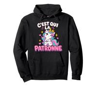 C’est Qui la patronne Licorne couronnée Humour Sweat à Capuche