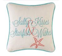 C&F Home 25,4 cm Brodé Salty Kisses Starfish Wishes Petite Taille Accent Throw Pillow Decorative Cotton Beach Inspirational Citation Ocean Coastal Small Throw Accent Seashore Pillow Decor Decoration