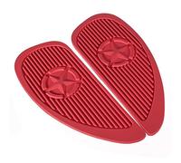 C-FUN Paire Moto Cafe Racer Réservoir De Carburant Cap Pad Protecteur en Caoutchouc Sticker Autocollant Universel - Rouge