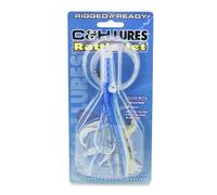 C&H, Hochet Jet Rigged & Ready, jupe bleu/argent, crochet Mustad 7/0, pivot AFW, ligne mono Grand Chelem de 45,3 kg, 1,8 m