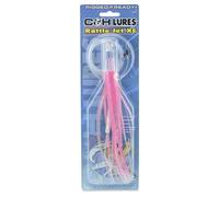 C&H, Hochet Jet XL Rigged & Ready, jupe rose/argenté/violet, crochet Mustad 8/0, pivot AFW, ligne mono Grand Chelem 58,9 kg, 1,8 m