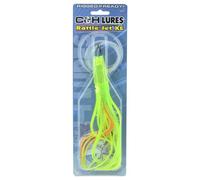C&H, Rattle Jet XL Rigged & Ready, Jupe vert/jaune, crochet Mustad 8/0, pivot AFW, ligne mono Grand Chelem 58,9 kg, 1,8 m