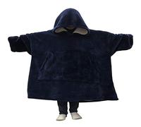 C Hello Cloud Couverture à capuche surdimensionnée Sweat Géant Couverture portable sweat-shirt, en polaire Sherpa ultra douce et confortable à capuche Taille unique pour toutes les femmes hommes Bleu