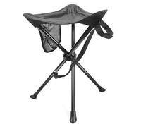 C hello cloud Tabouret Pliant à Trois Pieds ultraléger, Outdoor Tabouret de Camping, 60cm Haut, 100KG de Charge avec Poche latérale, Portable Pliable pour Le Camping, pêche, Noir