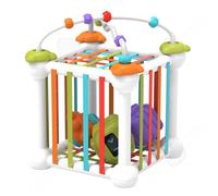 C Jeux Montessori 15,3x15,3x19cm Bac sensoriel de tri de formes cubes colorés Entraînement sensoriel des mains Rainbow Sese blanc