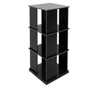C-Juzarl Bibliothèque pivotante à 3 niveaux - 40 x 40 x 97 cm - Étagère de rangement rotative à 360° - Pour salon, bureau, bureau (noir)