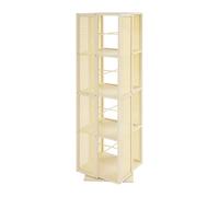 C-Juzarl Bibliothèque pivotante à 4 niveaux à 360 degrés - Présentoir pour salon, bureau, beige et jaune