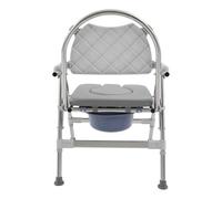 C-Juzarl Chaise percée pour personnes âgées, jusqu'à 150 kg, réglable en hauteur, avec plaque d'assise rembourrée et seau WC (gris)