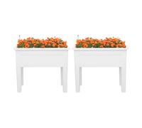 C-Juzarl Jardinière surélevée - Lit de fleurs - Kit de construction pour jardin, balcon - Idéal pour la culture de légumes, fruits, herbes (blanc)