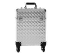 C-Juzarl Mallette de maquillage à roulettes - 34 x 24 x 41 cm - Roulettes pivotantes à 360° - Pour esthéticienne, coiffeur, argenté, 34*24*41cm, Moderne