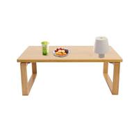 C-Juzarl Table d'appoint en bambou - Table basse - Table basse pliable - Table à thé - Table de sol - Pour salon, chambre à coucher - Pieds pliables avec pommes de pin (couleur bois)