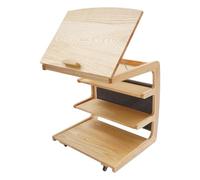 C-Juzarl Table d'appoint en forme de C avec roulettes - Table basse à 4 niveaux - Table de salon pour bureaux, salon, chambre à coucher, bureau (couleur bois)