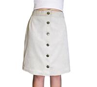 C K CrisKat Mini jupe en jean et velours côtelé pour femme, taille haute, poches arrière, fermeture à boutons, Beige 2, Large