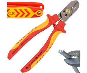 C.K RedLine 2025 Edition VDE CombiCutter 3 MAX, coupe-câble électrique allemand, pince coupante latérale, dénudeuse, cintreuse, cisaillement à vis, coupe-vis, coupe-électricien robuste, cisaille